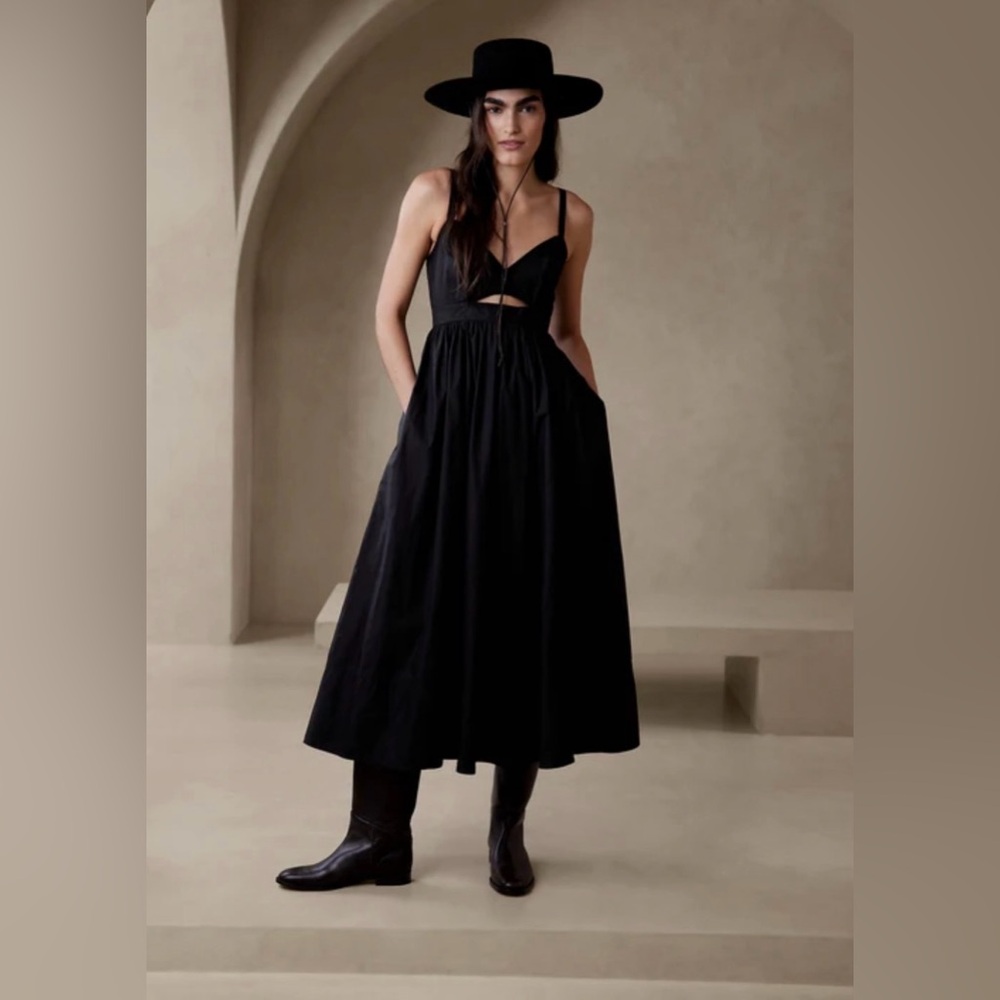 Banana Republic Black Cotton Isa Women's Dress Size 10